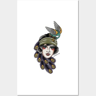 Peacock Lady Head/Face Posters and Art